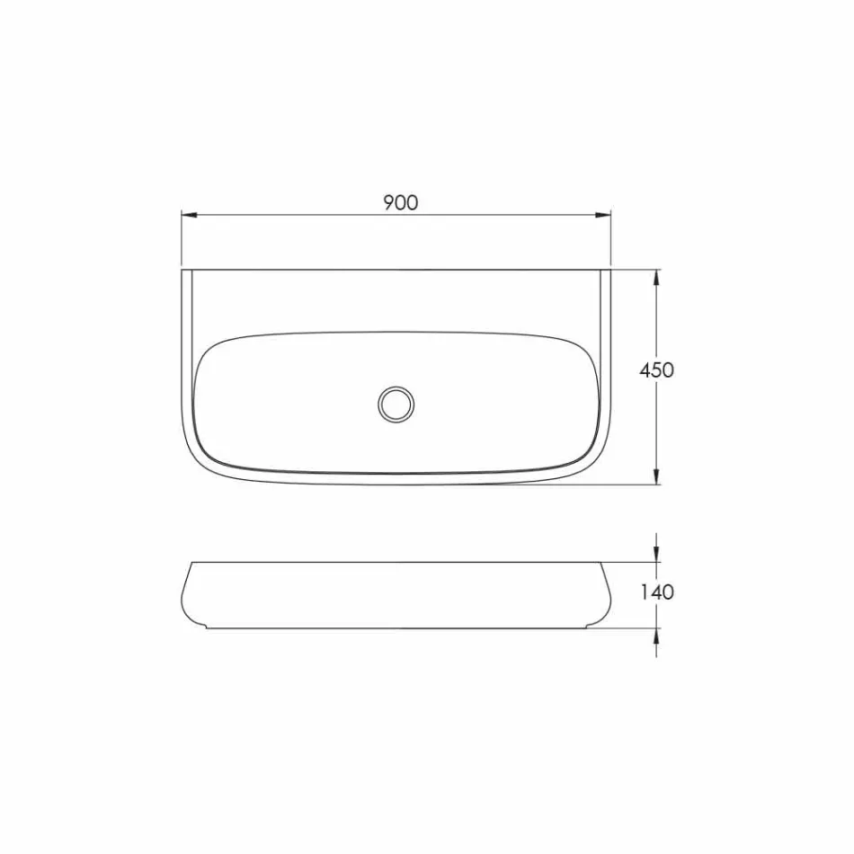 حوض سيراميك قائم بذاته أو معلق، طول 90 سم، صنع في إيطاليا، جايس Viadurini