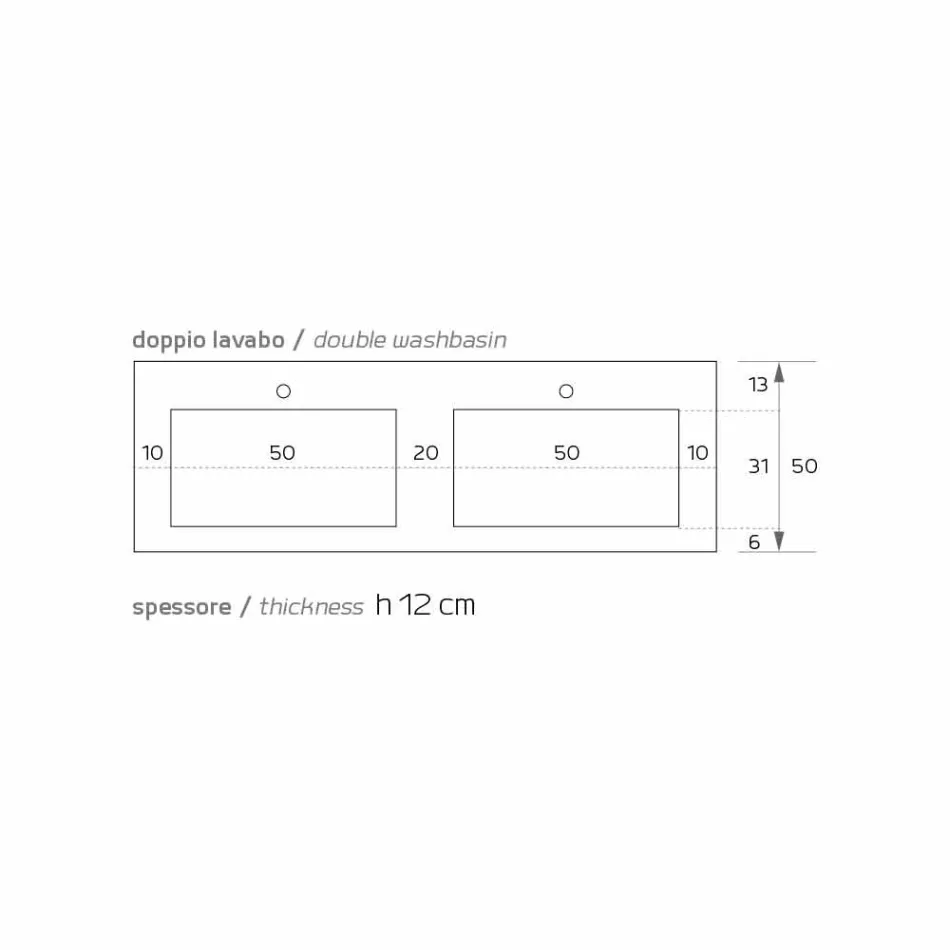حوض غسيل مزدوج معلق حديث من Luxolid مصنوع في إيطاليا، Ruffano Viadurini