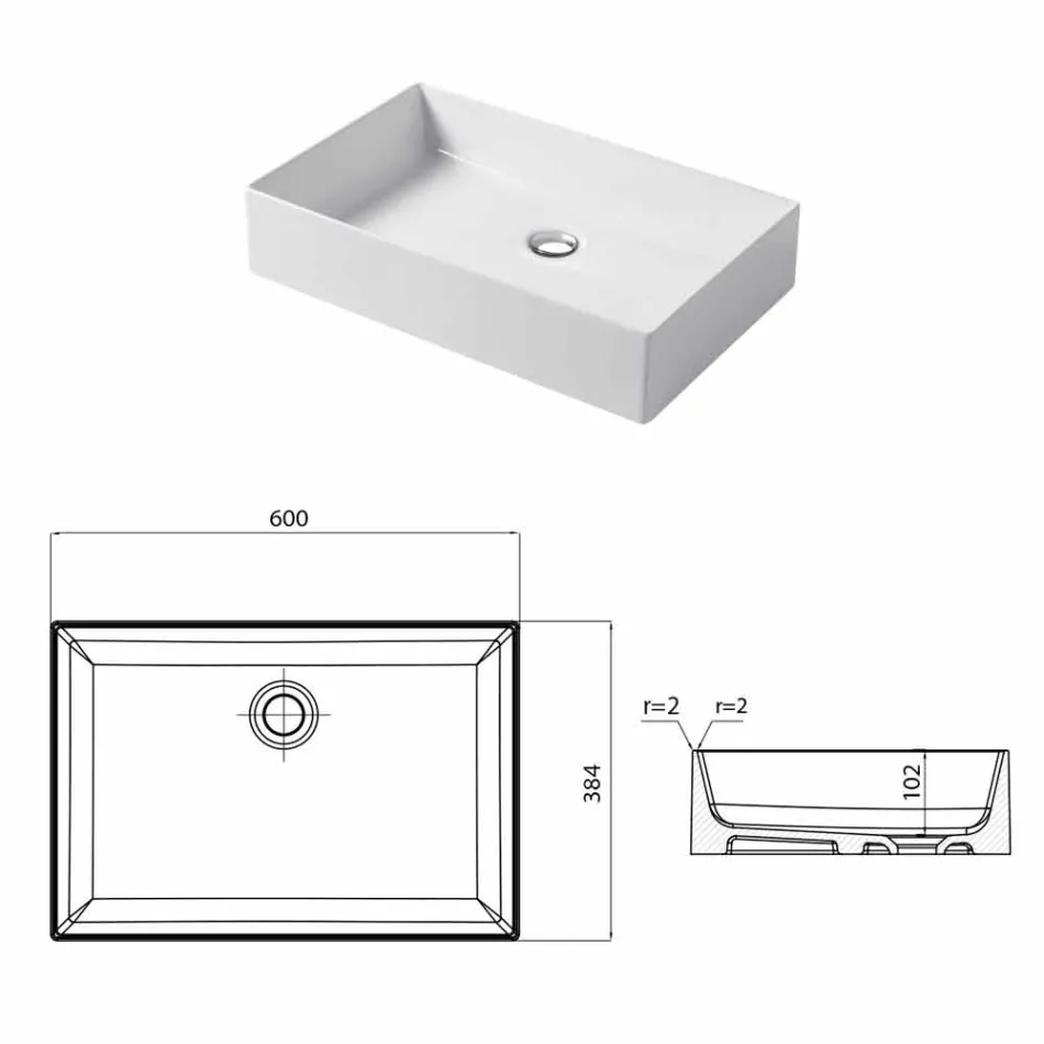 حوض غسيل بتصميم من السيراميك الأبيض أو من Leivi الملون Viadurini
