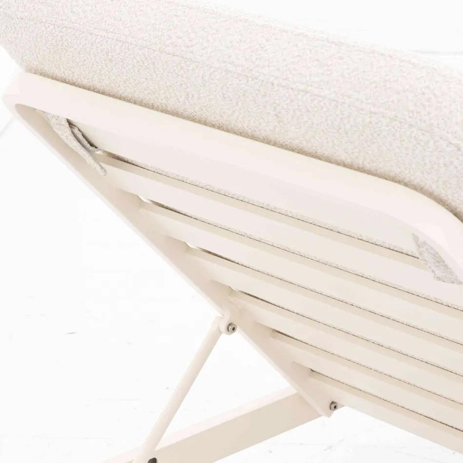 كرسي استرخاء خارجي مصنوع من الألومنيوم والقماش مع عجلات - سولاريا Viadurini