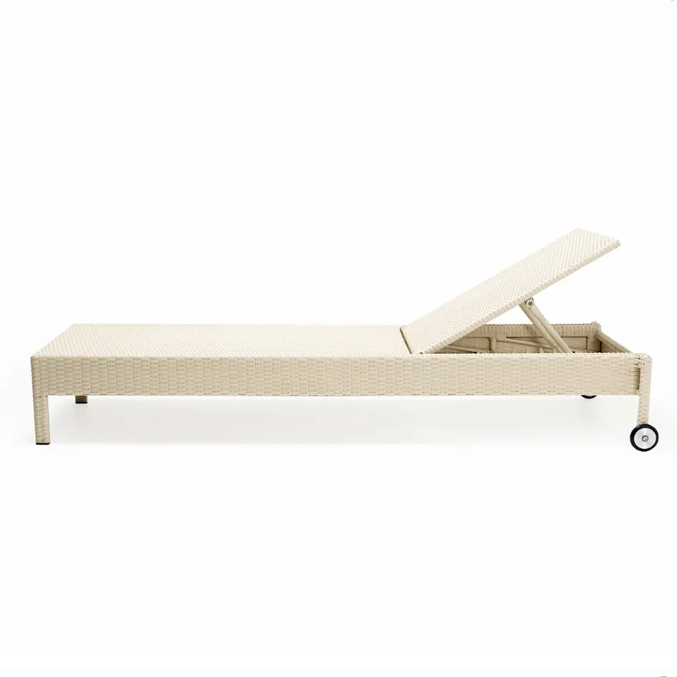 كرسي استرخاء للحديقة من البولي راتان مع عجلات - حمام شمسي Viadurini