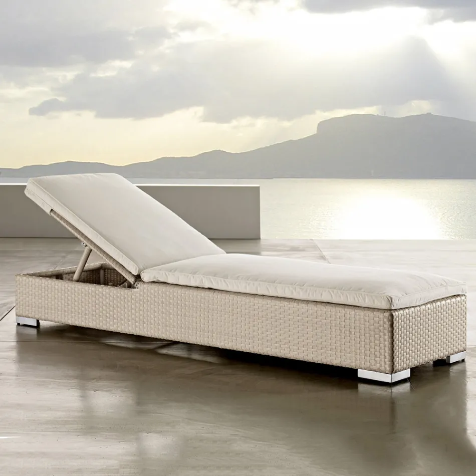 سرير شمسي للحديقة من البولي راتان المنسوج يدويًا - إكسبيريا Viadurini