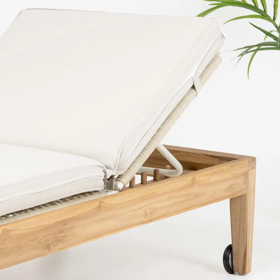 كرسي استرخاء للحديقة من خشب الساج والحبل - جون Viadurini