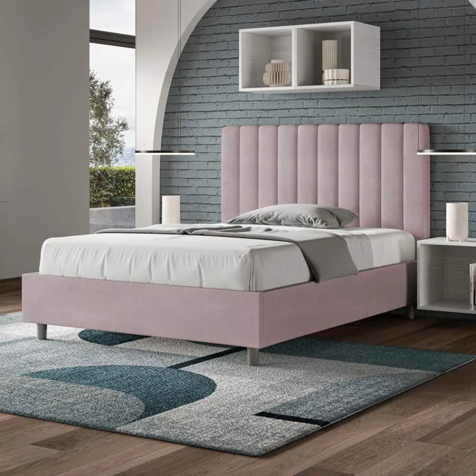 سرير من الألياف الدقيقة مقاس 120×200 سم بخطوط عمودية متناظرة، صنع في إيطاليا - قفاز Viadurini