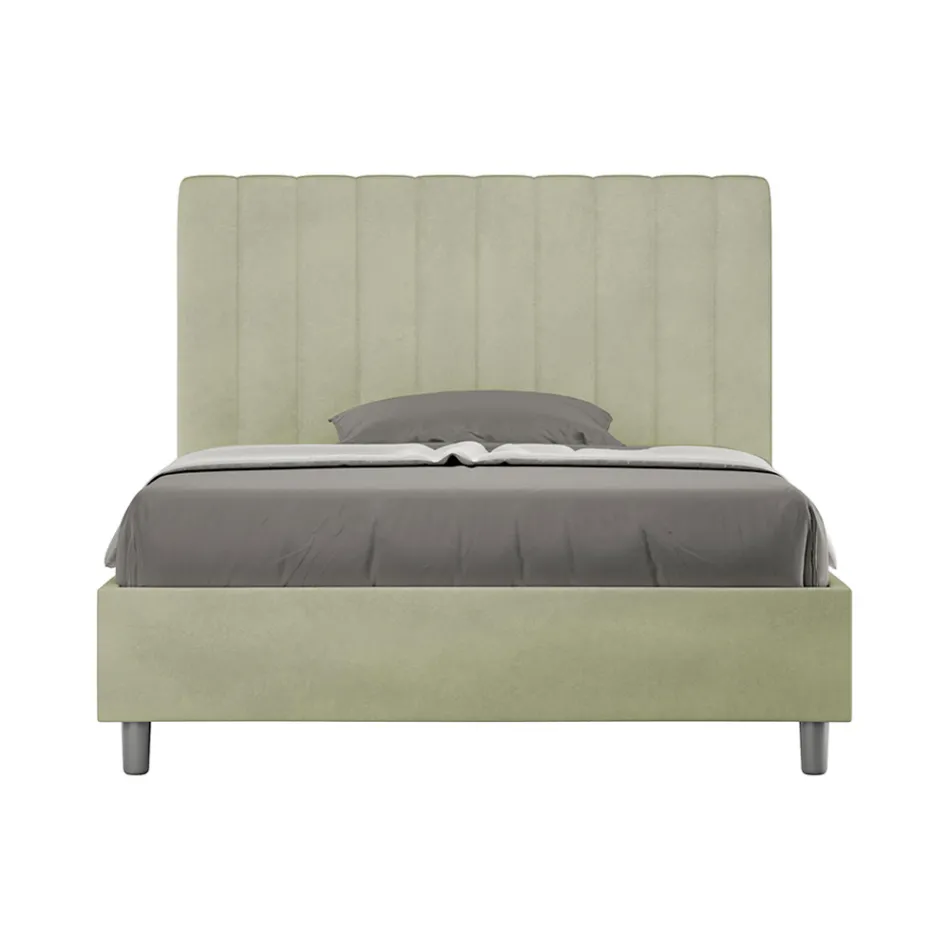 سرير من الألياف الدقيقة مقاس 120×200 سم بخطوط عمودية متناظرة، صنع في إيطاليا - قفاز Viadurini