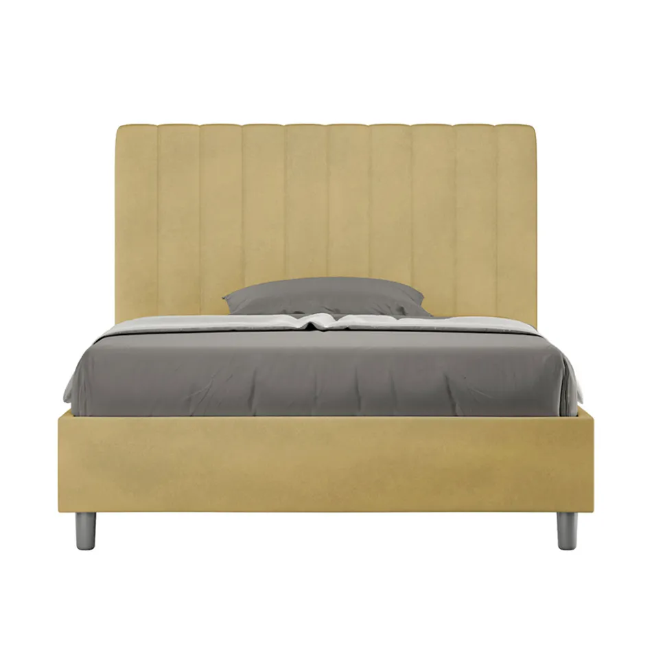 سرير من الألياف الدقيقة مقاس 120×200 سم بخطوط عمودية متناظرة، صنع في إيطاليا - قفاز Viadurini