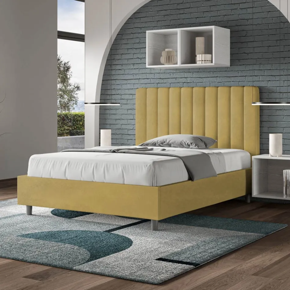 سرير من الألياف الدقيقة مقاس 120×200 سم بخطوط عمودية متناظرة، صنع في إيطاليا - قفاز Viadurini