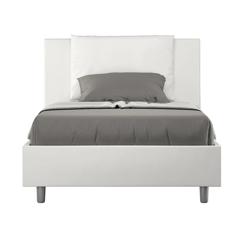 سرير مقاس 120×200 سم مع لوح أمامي ووسائد من الجلد الصناعي، صنع في إيطاليا - أوليمبيادي Viadurini