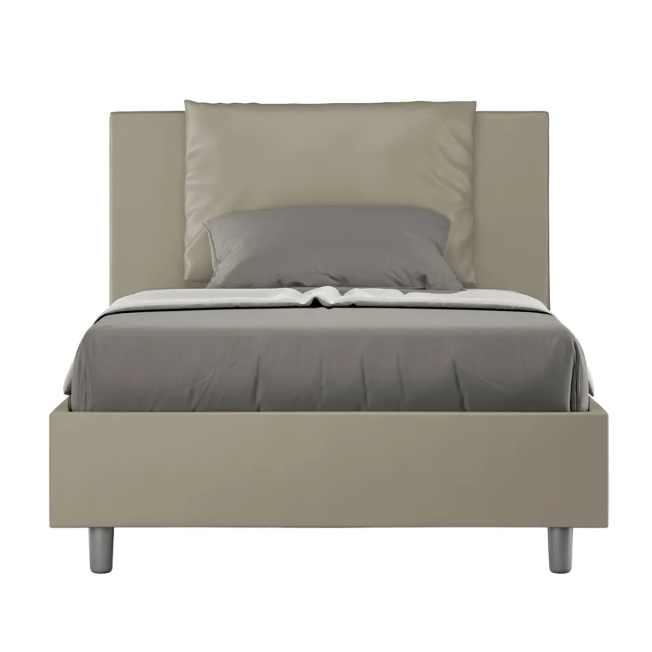 سرير مقاس 120×200 سم مع لوح أمامي ووسائد من الجلد الصناعي، صنع في إيطاليا - أوليمبيادي Viadurini