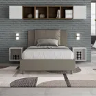 سرير مقاس 120×200 سم مع لوح أمامي ووسائد من الجلد الصناعي، صنع في إيطاليا - أوليمبيادي Viadurini