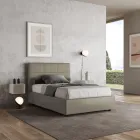 سرير مقاس 140×200 سم بلوح أمامي مستطيل من الجلد الصناعي، صنع في إيطاليا - برينا Viadurini