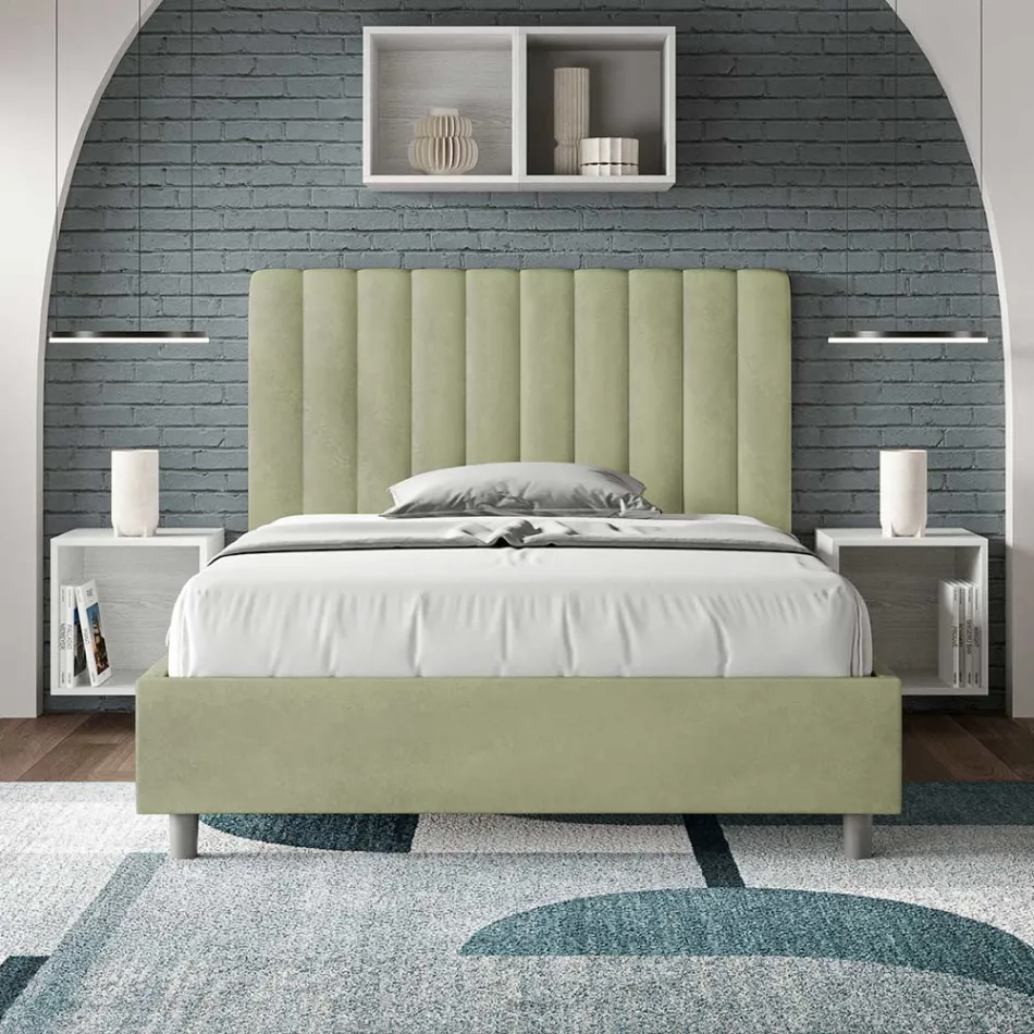 سرير من الألياف الدقيقة مقاس 140×200 سم بخطوط عمودية متناظرة، صنع في إيطاليا - قفاز Viadurini