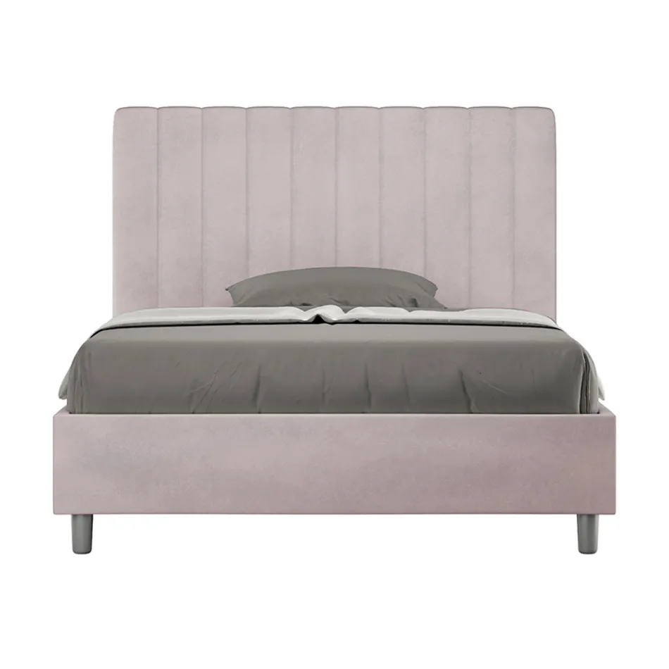 سرير من الألياف الدقيقة مقاس 140×200 سم بخطوط عمودية متناظرة، صنع في إيطاليا - قفاز Viadurini