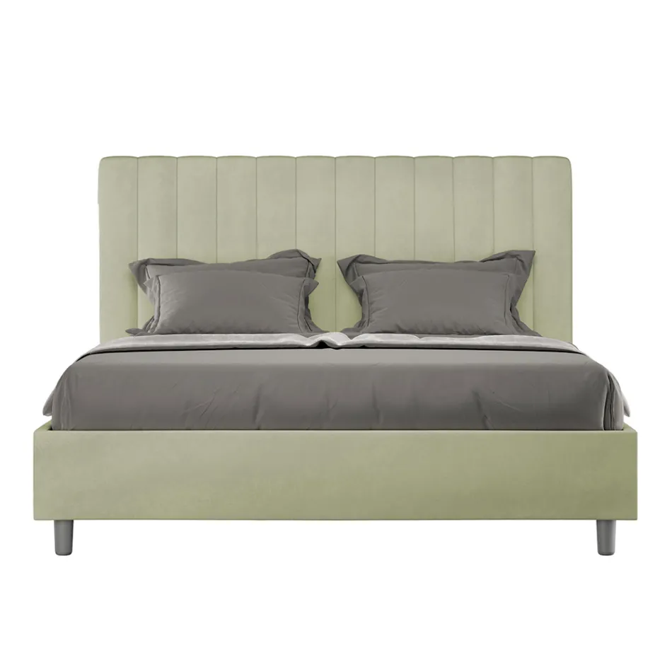 سرير من الألياف الدقيقة مقاس 160×200 سم بخطوط عمودية متناظرة، صنع في إيطاليا - قفاز Viadurini