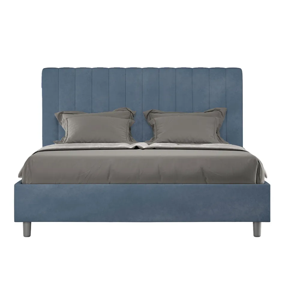 سرير من الألياف الدقيقة مقاس 160×200 سم بخطوط عمودية متناظرة، صنع في إيطاليا - قفاز Viadurini