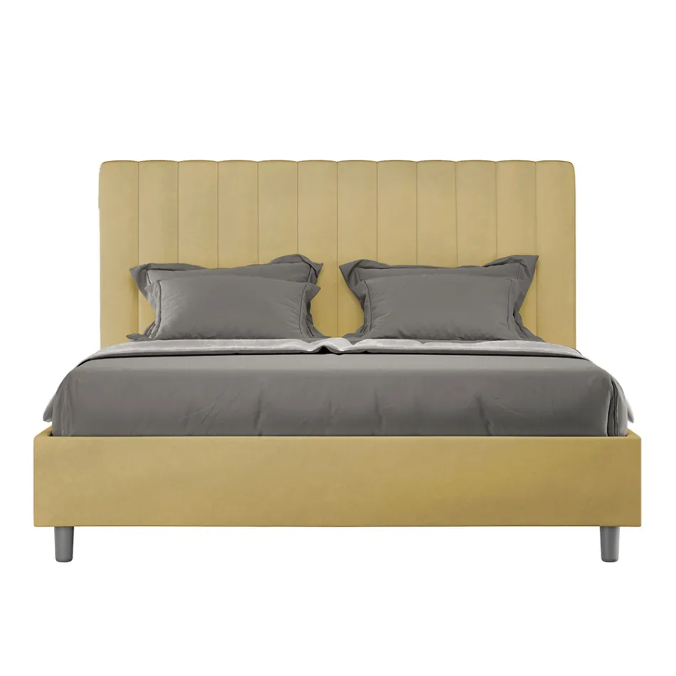 سرير من الألياف الدقيقة مقاس 160×200 سم بخطوط عمودية متناظرة، صنع في إيطاليا - قفاز Viadurini