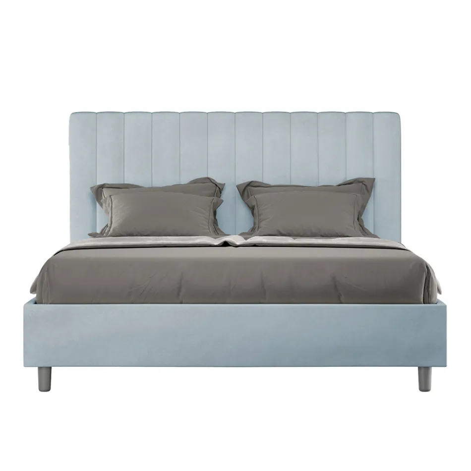 سرير من الألياف الدقيقة مقاس 160×200 سم بخطوط عمودية متناظرة، صنع في إيطاليا - قفاز Viadurini