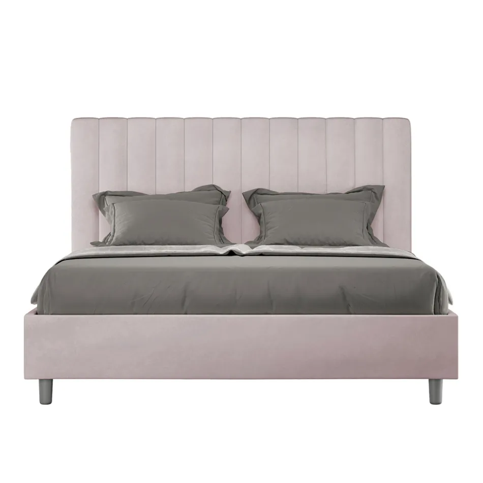 سرير من الألياف الدقيقة مقاس 160×200 سم بخطوط عمودية متناظرة، صنع في إيطاليا - قفاز Viadurini