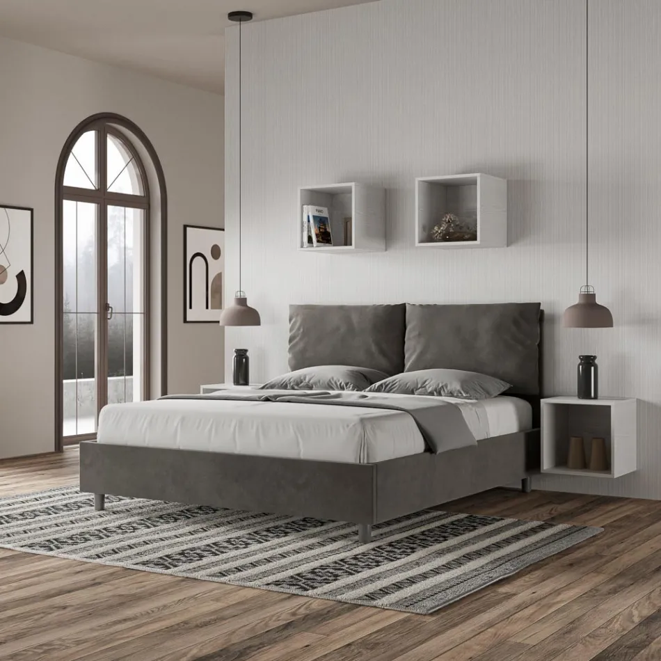 لوح رأس سرير مقاس 160×200 سم مع وسائد من الألياف الدقيقة، صنع في إيطاليا - أولمبيكس Viadurini