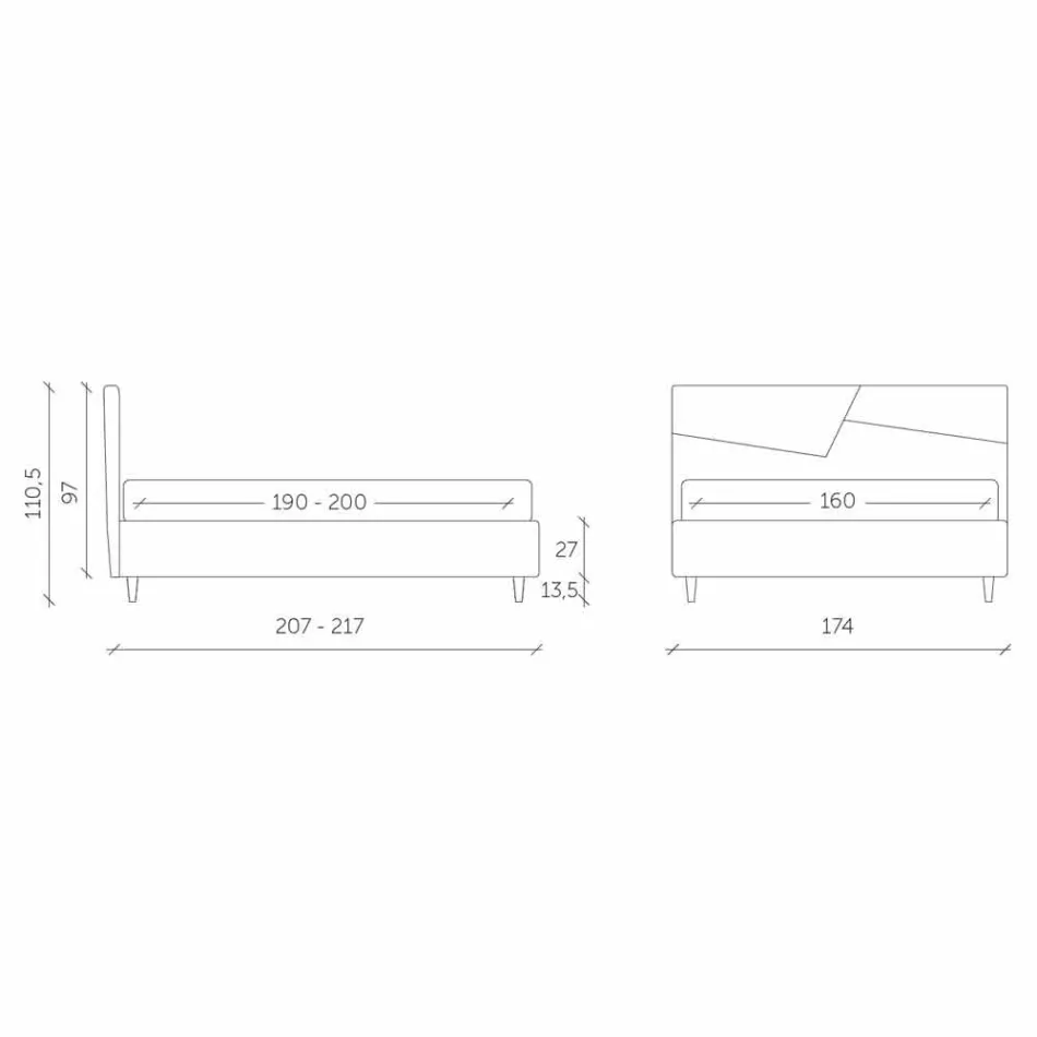 سرير بحاوية مزدوجة مُنجّد بجلد صناعي، صنع في إيطاليا - راجينو Viadurini