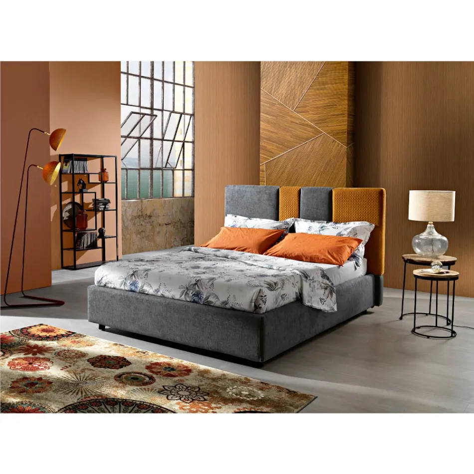 سرير مزدوج حديث مبطن بتصميم قابل للطي أو مبطن - توماس Viadurini