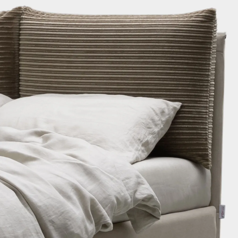 سرير مزدوج 160×190 مع وسادتين ناعمتين في لوح الرأس - ترامونتي Viadurini