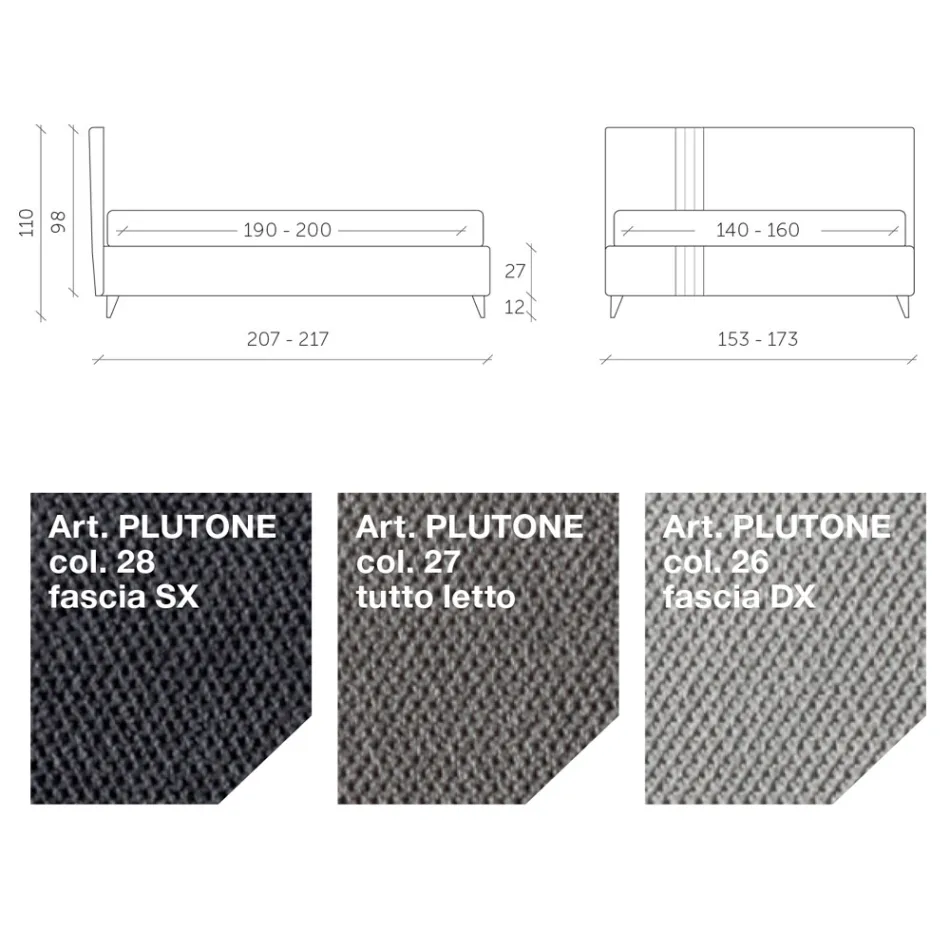 سرير مزدوج ١٦٠×١٩٠ مع خطين عموديين ومتوازيين بلونين - باولو Viadurini