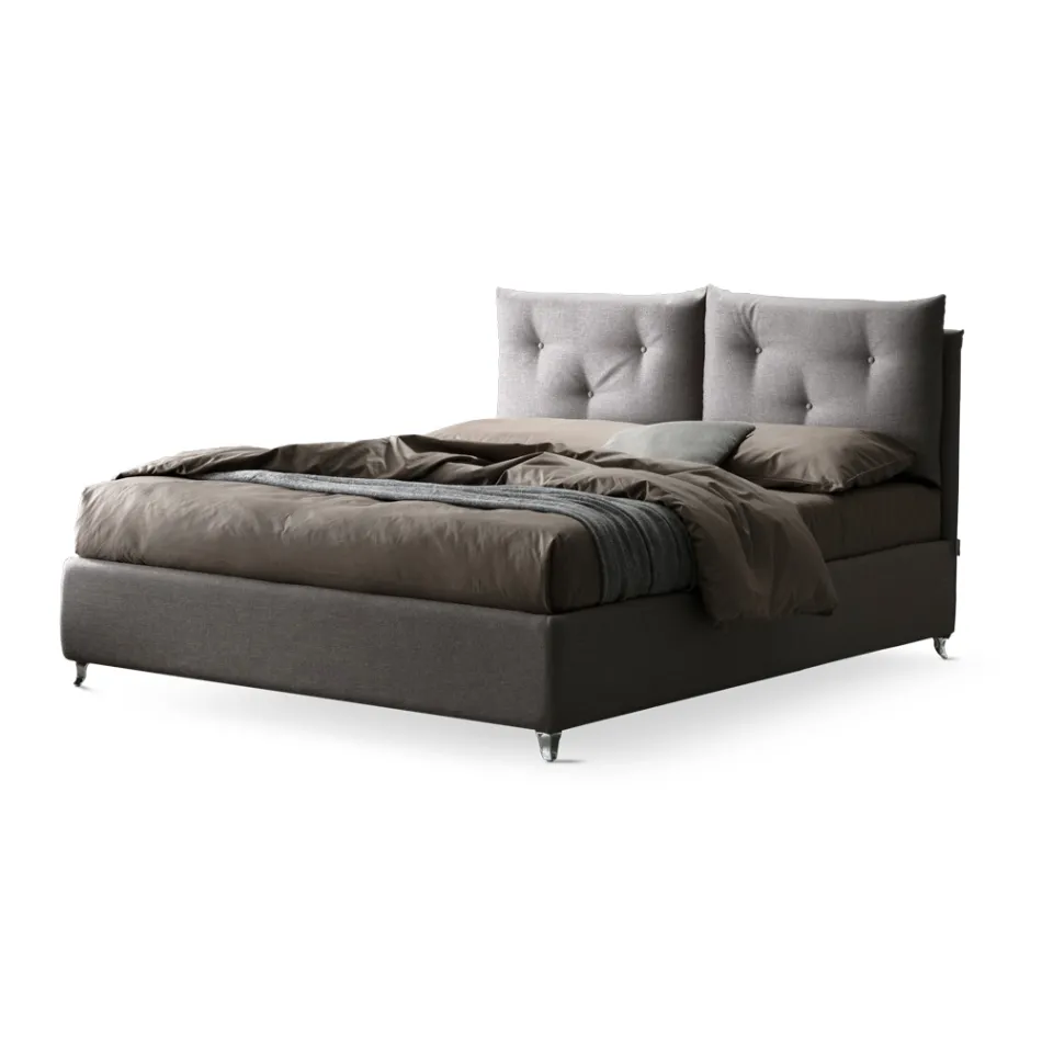 سرير مزدوج ١٦٠×١٩٠ مع أزرار مزخرفة في الوسائد - رايز Viadurini