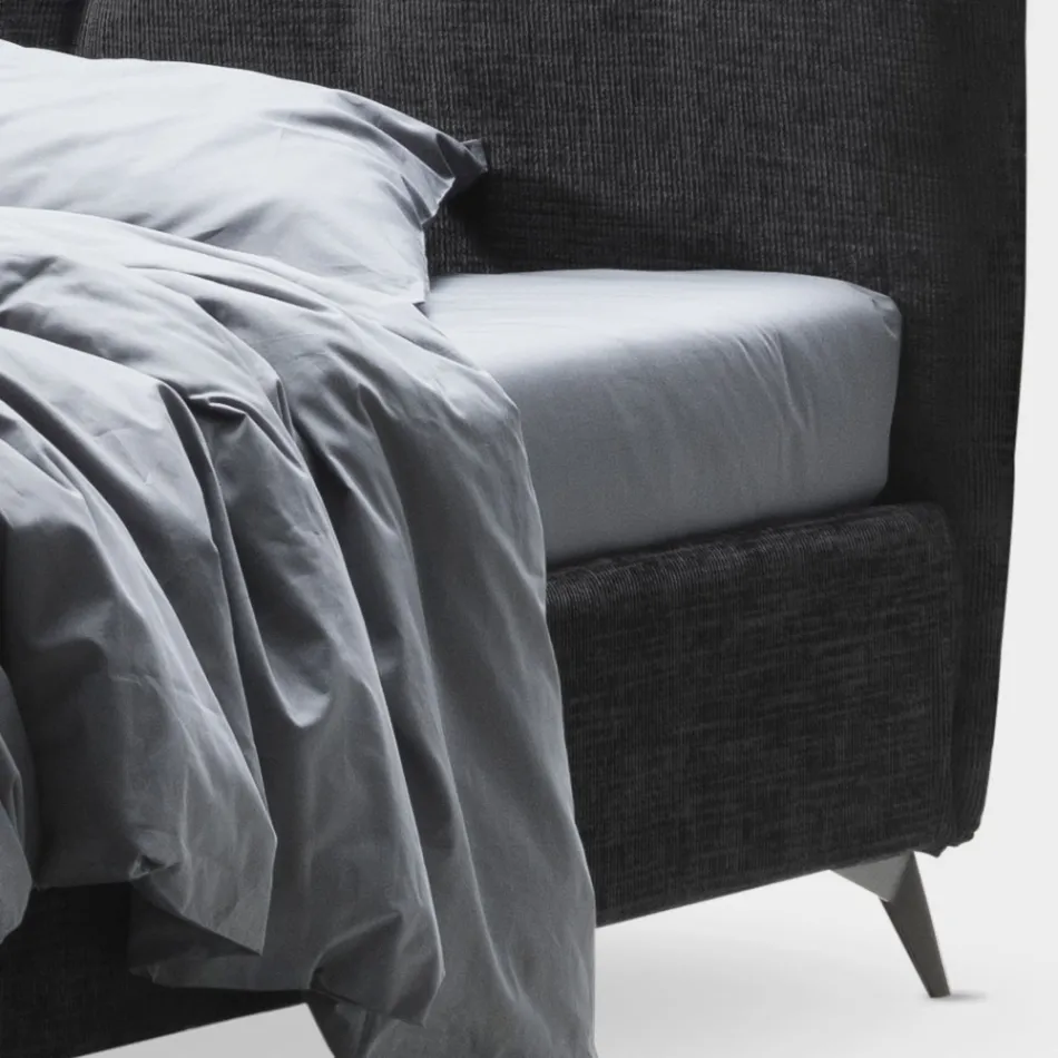 سرير مزدوج ١٦٠×١٩٠ مع حبال منقوشة عموديًا - قناع Viadurini