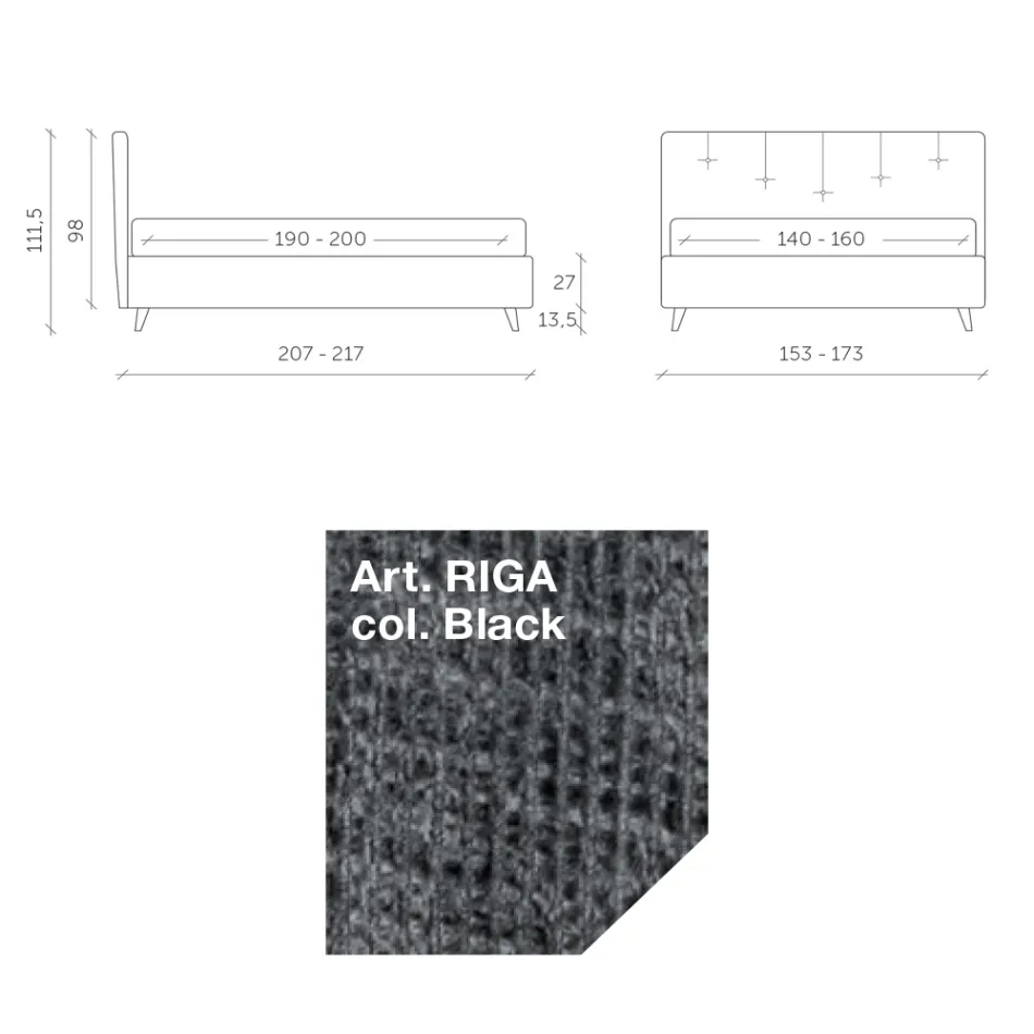 سرير مزدوج ١٦٠×١٩٠ مع حبال منقوشة عموديًا - قناع Viadurini