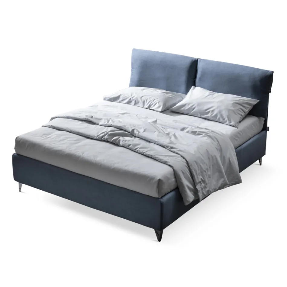 سرير مزدوج 160×190 مع وسائد تغطي لوح الرأس بالكامل - Charme Viadurini