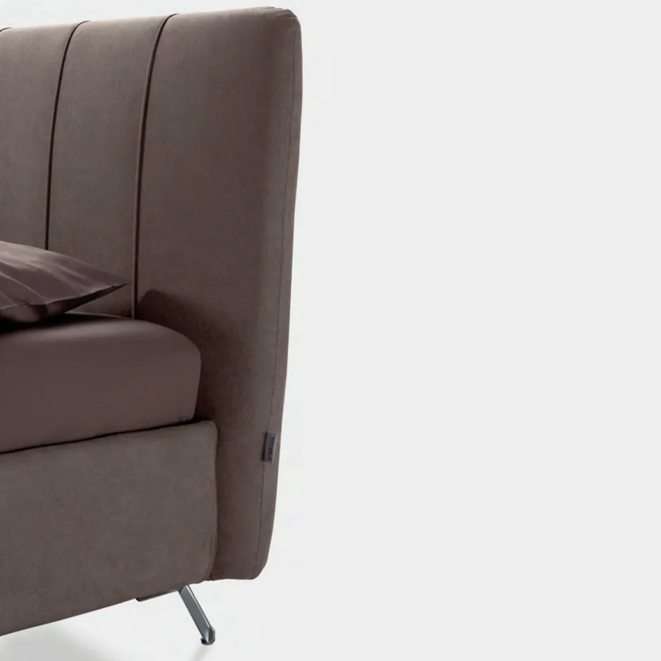 سرير مزدوج ١٦٠×١٩٠ مع حشوة وأشرطة رأسية - نايس Viadurini