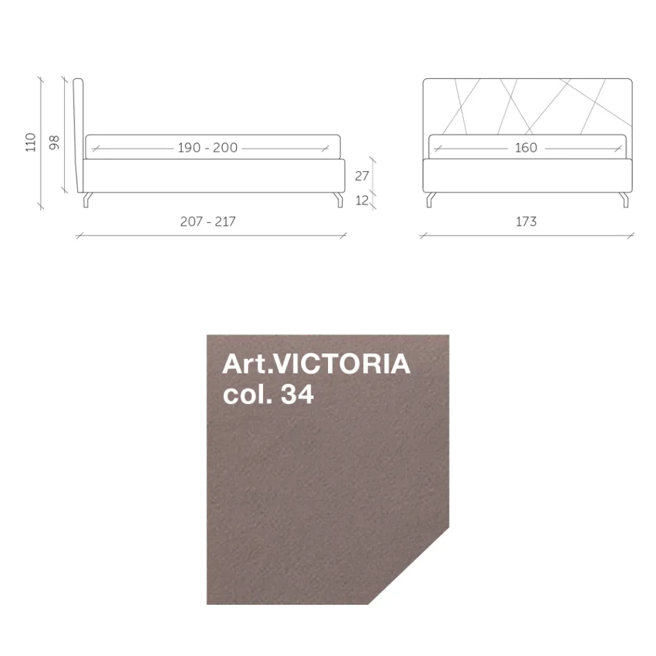 سرير مزدوج ١٦٠×١٩٠ مع خياطة هندسية - سيوتولينو Viadurini