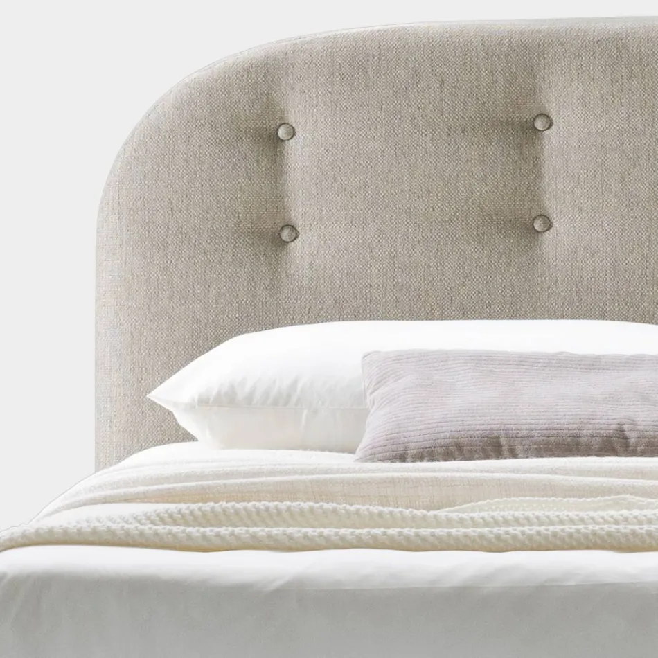 سرير مزدوج 160×190 بخطوط منحنية وأزرار صنع في إيطاليا - أورينتي Viadurini