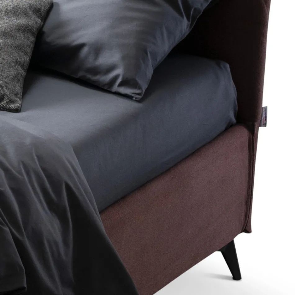 سرير مزدوج ١٦٠×١٩٠ بخطوط منحنية وشريط مبطن مزدوج - Gioie Viadurini