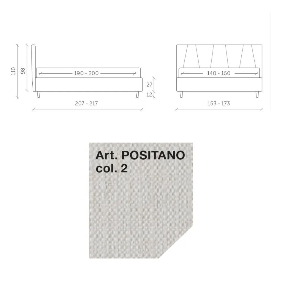 سرير مزدوج ١٦٠×١٩٠ مع جوانب مائلة في لوح الرأس - يوفوري Viadurini
