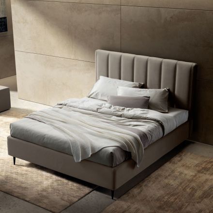 سرير مزدوج ١٦٠×١٩٠ مع خياطة وأشرطة عمودية عريضة - ماجان Viadurini