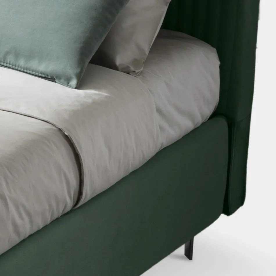 سرير مزدوج ١٦٠×١٩٠ سم مع خياطة متعددة الخطوط وأشرطة ضيقة - ميدوس Viadurini