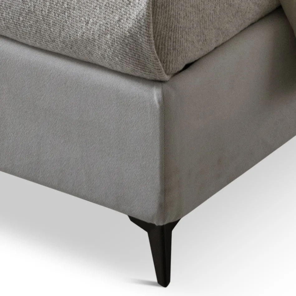 سرير مزدوج مقاس 160×190 سم مصنوع من القماش بأقدام معدنية، صنع في إيطاليا - دريمز Viadurini