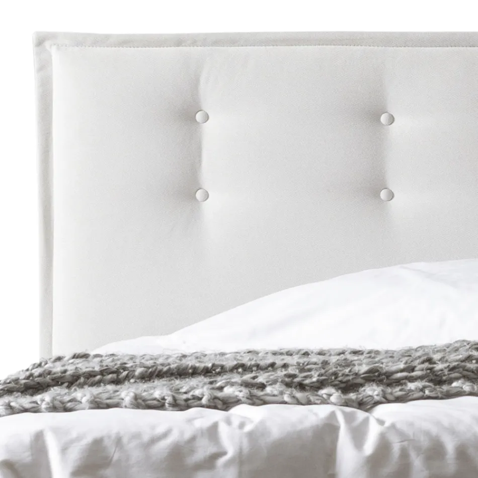 سرير مزدوج من القماش مقاس 160×190 سم مع لوح أمامي وأزرار، صنع في إيطاليا - دريمز Viadurini