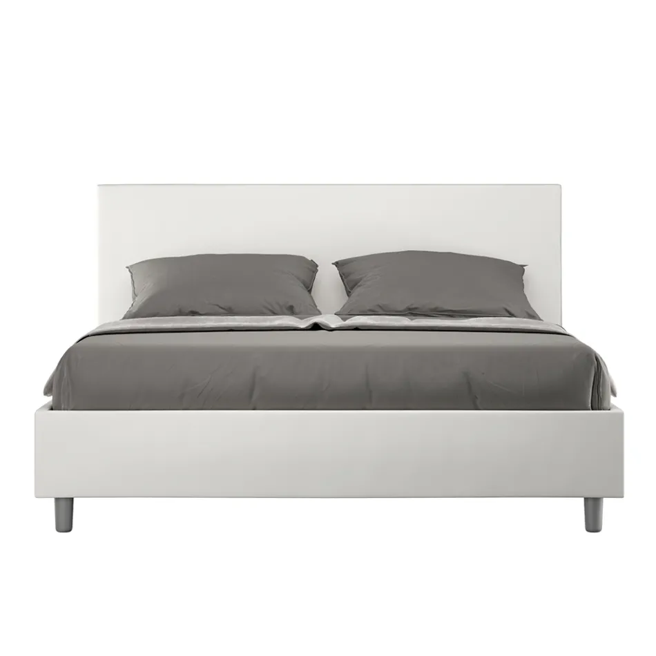 سرير مزدوج 160×200 سم مع لوح أمامي من الجلد الصناعي، صنع في إيطاليا - بالوني Viadurini