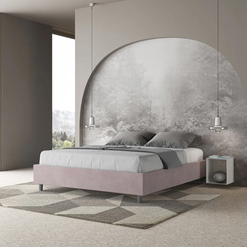 سرير مزدوج 160×200 سم مغطى بألياف دقيقة، صنع في إيطاليا - رياضي Viadurini