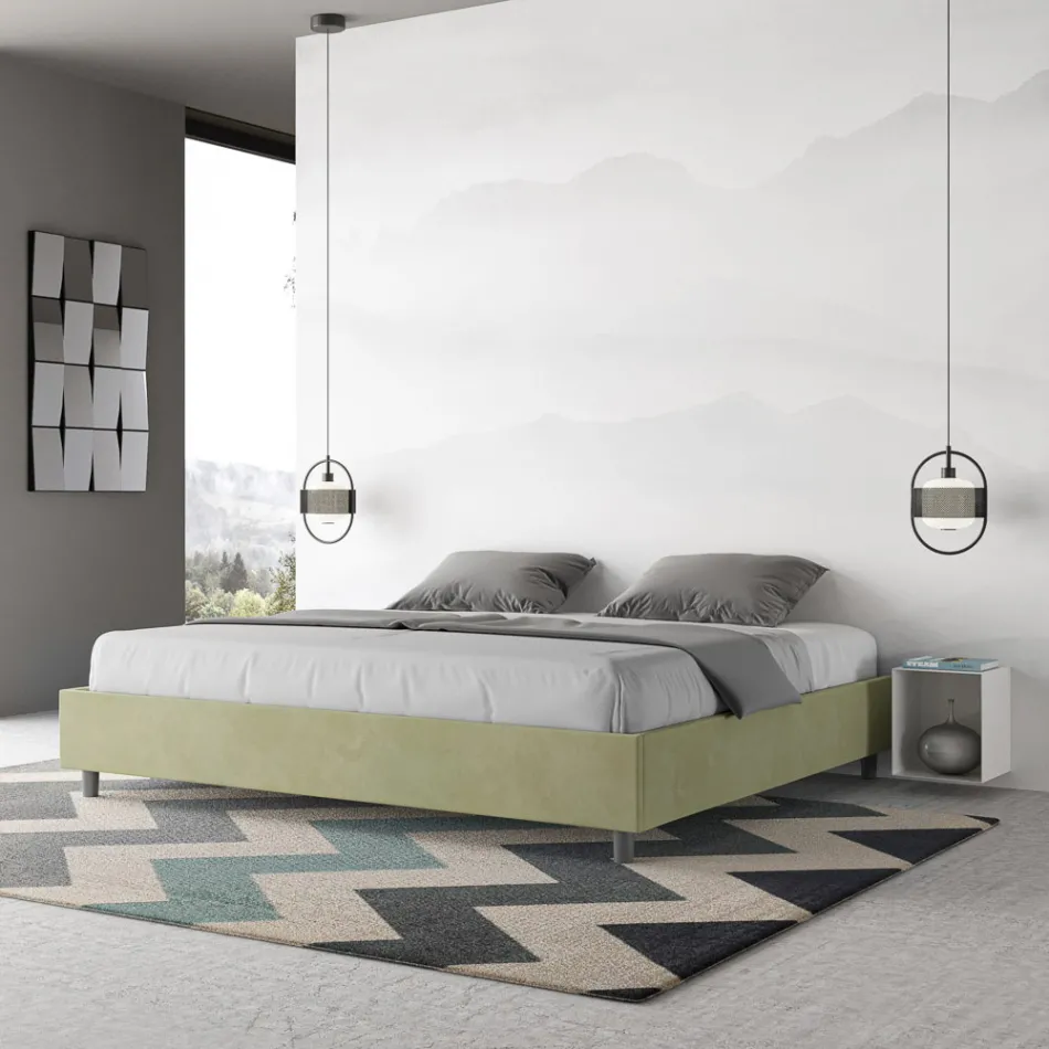 سرير مزدوج 180×200 سم مغطى بألياف دقيقة، صنع في إيطاليا - رياضي Viadurini