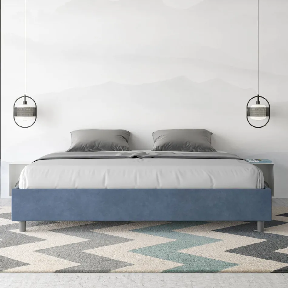 سرير مزدوج 180×200 سم مغطى بألياف دقيقة، صنع في إيطاليا - رياضي Viadurini