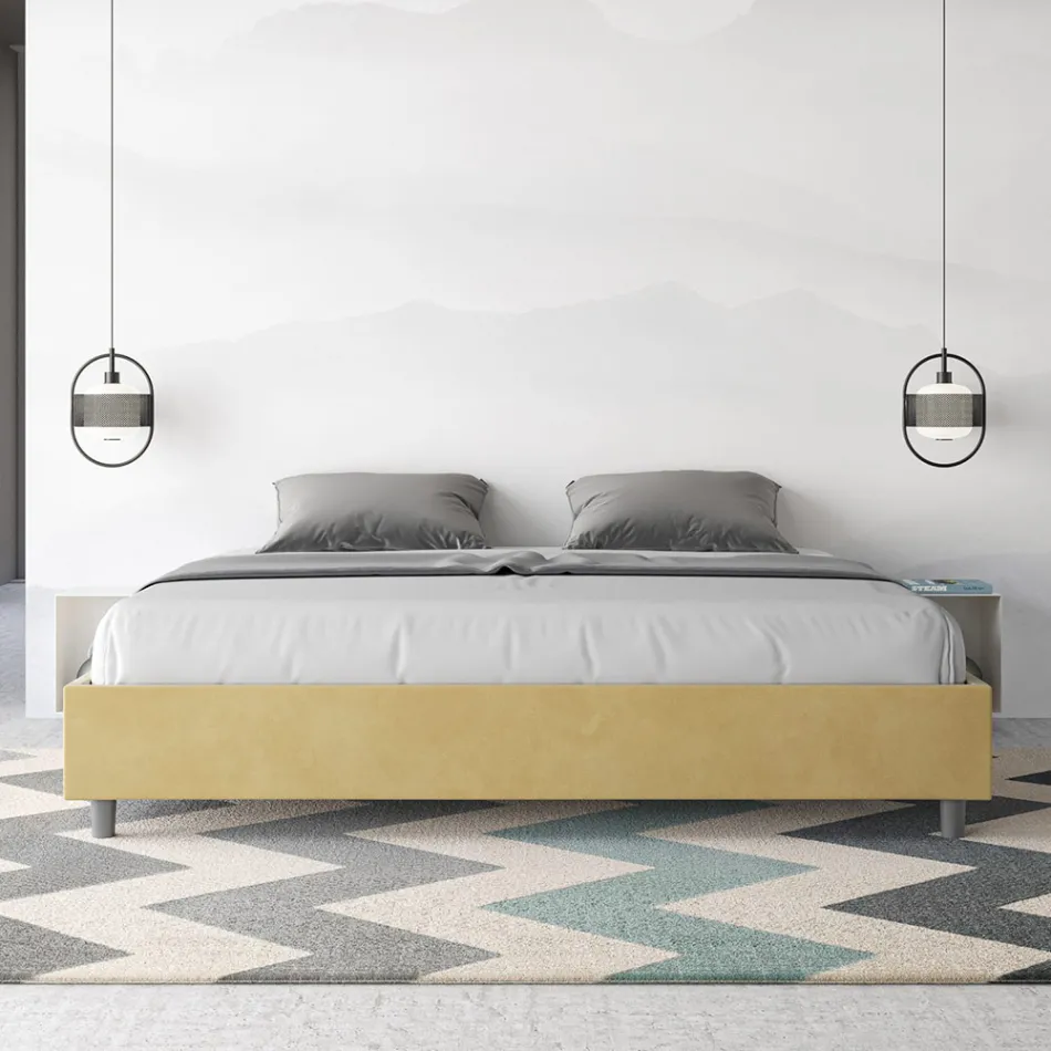 سرير مزدوج 180×200 سم مغطى بألياف دقيقة، صنع في إيطاليا - رياضي Viadurini