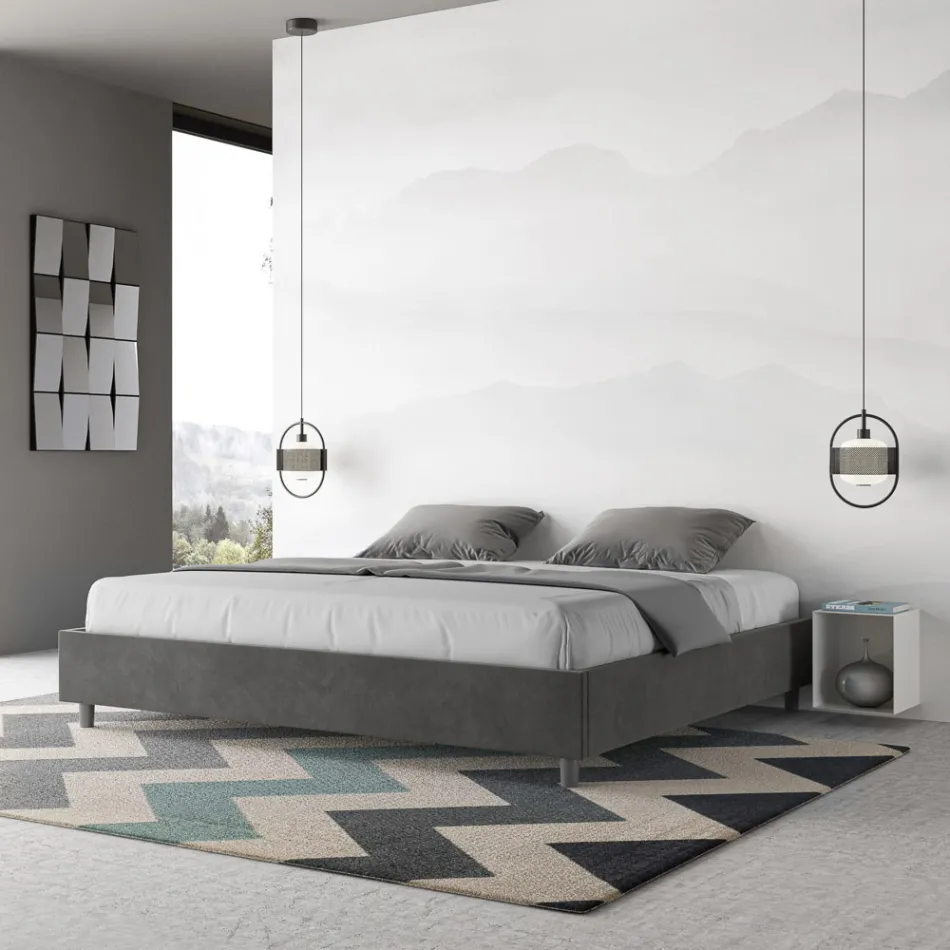 سرير مزدوج 190×200 سم مغطى بألياف دقيقة، صنع في إيطاليا - رياضي Viadurini