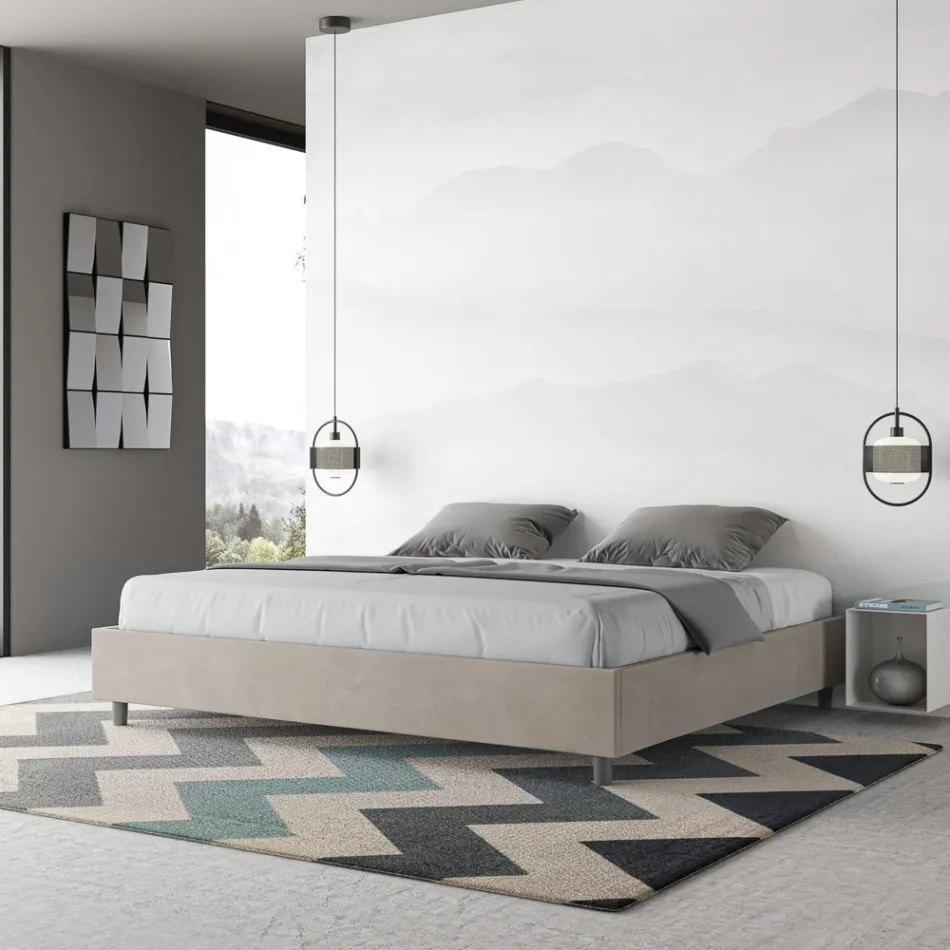 سرير مزدوج 200×200 سم مغطى بقماش مايكروفايبر، صنع في إيطاليا - رياضي Viadurini