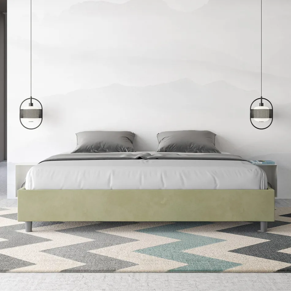 سرير مزدوج 200×200 سم مغطى بقماش مايكروفايبر، صنع في إيطاليا - رياضي Viadurini