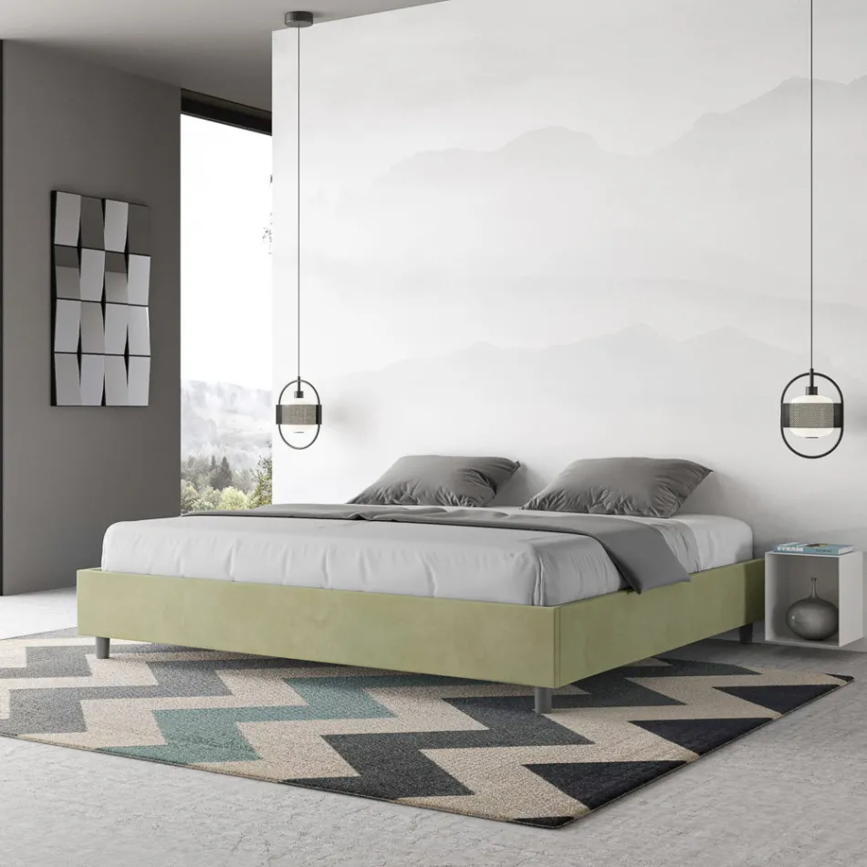 سرير مزدوج 200×200 سم مغطى بقماش مايكروفايبر، صنع في إيطاليا - رياضي Viadurini