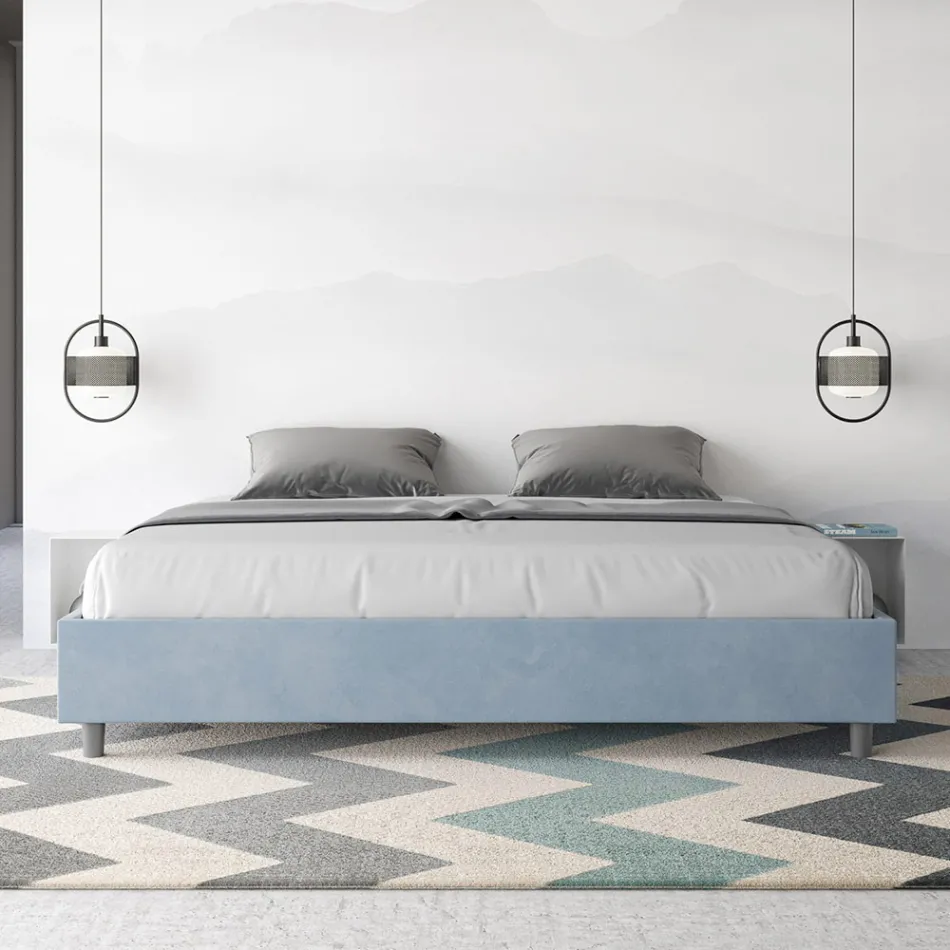 سرير مزدوج 200×200 سم مغطى بقماش مايكروفايبر، صنع في إيطاليا - رياضي Viadurini